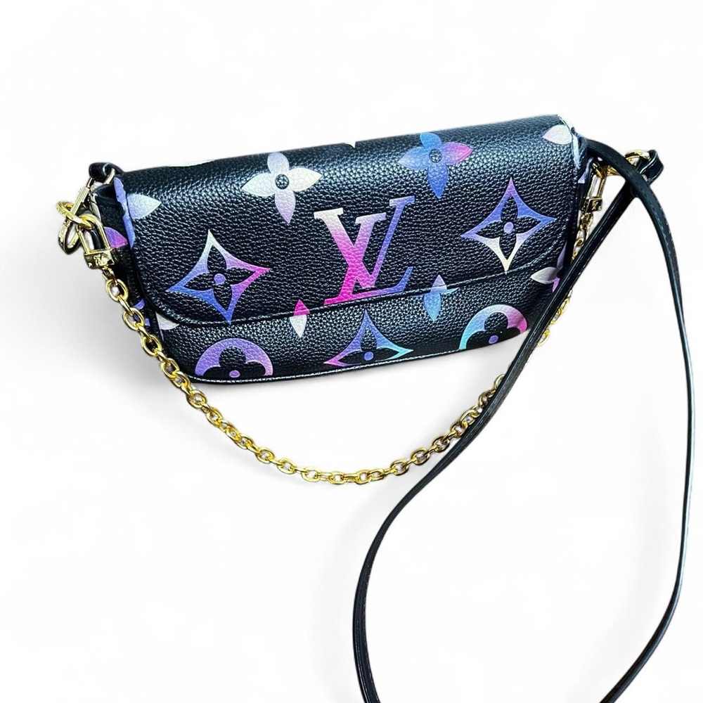 Louis Vuitton Black Multicolor Women's Bag Wallet on a Chain